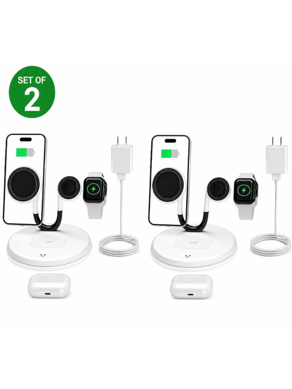 Magnetic 3-in-1 Wireless Charging Station - Qi 15W Fast Charger for Apple Mag Sa